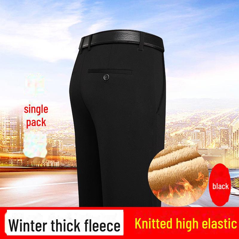 Men's Autumn/Winter Casual Business Trousers: Solid Color, Elastic Waist, Non-Iron, Anti-Wrinkle, Straight Fit.