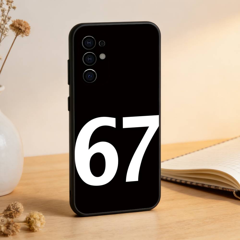 Шесть Семь 67 Чехол для телефона Черный Силикон Мягкий Для Samsung S25,S24,S21,S22,S23,S30,Ultra,S20,Plus,Fe,Lite