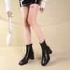 Square Head Thin Boots Thick Heel Middle Heel Fairy Temperament Short Boots Female Autumn and Winter New Versatile
