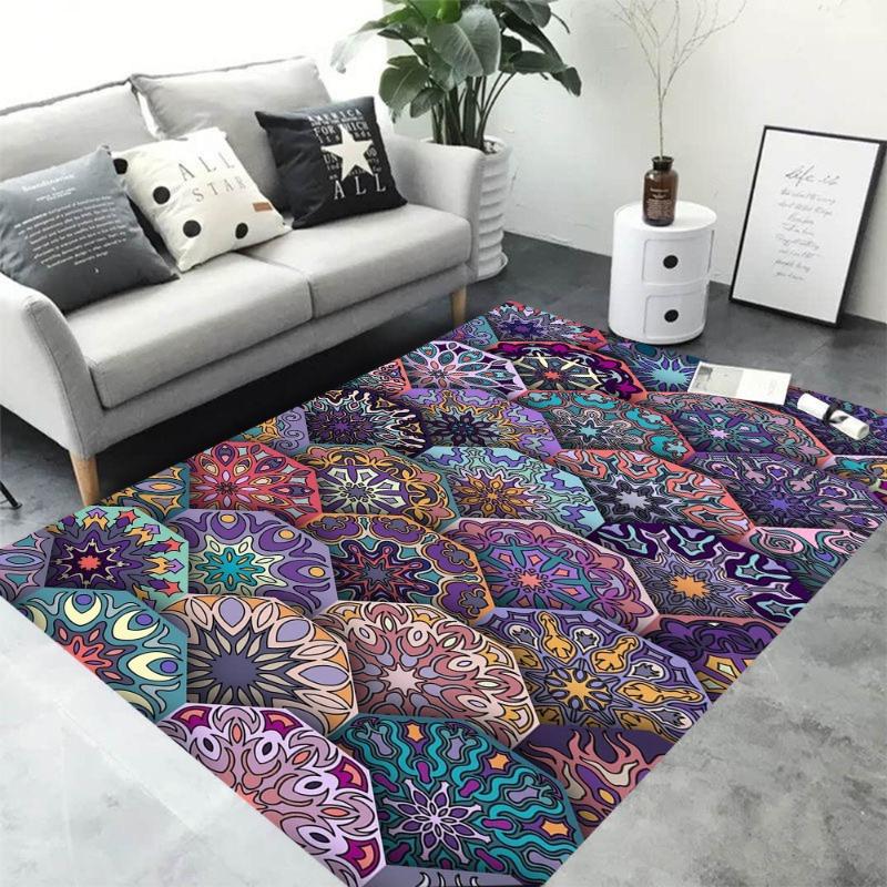 Bohemian Mandala Colorful Rug Large Area Carpet Non-Slip Mat for Living Room Bedroom Home Decoration