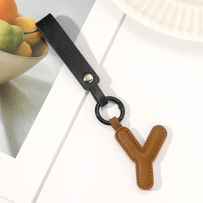A To Z Pu Leather Initial Letter Keychain Women Cartoon Candy Color Bag Phone Pendant Car Keyrings Jewelry Gifts