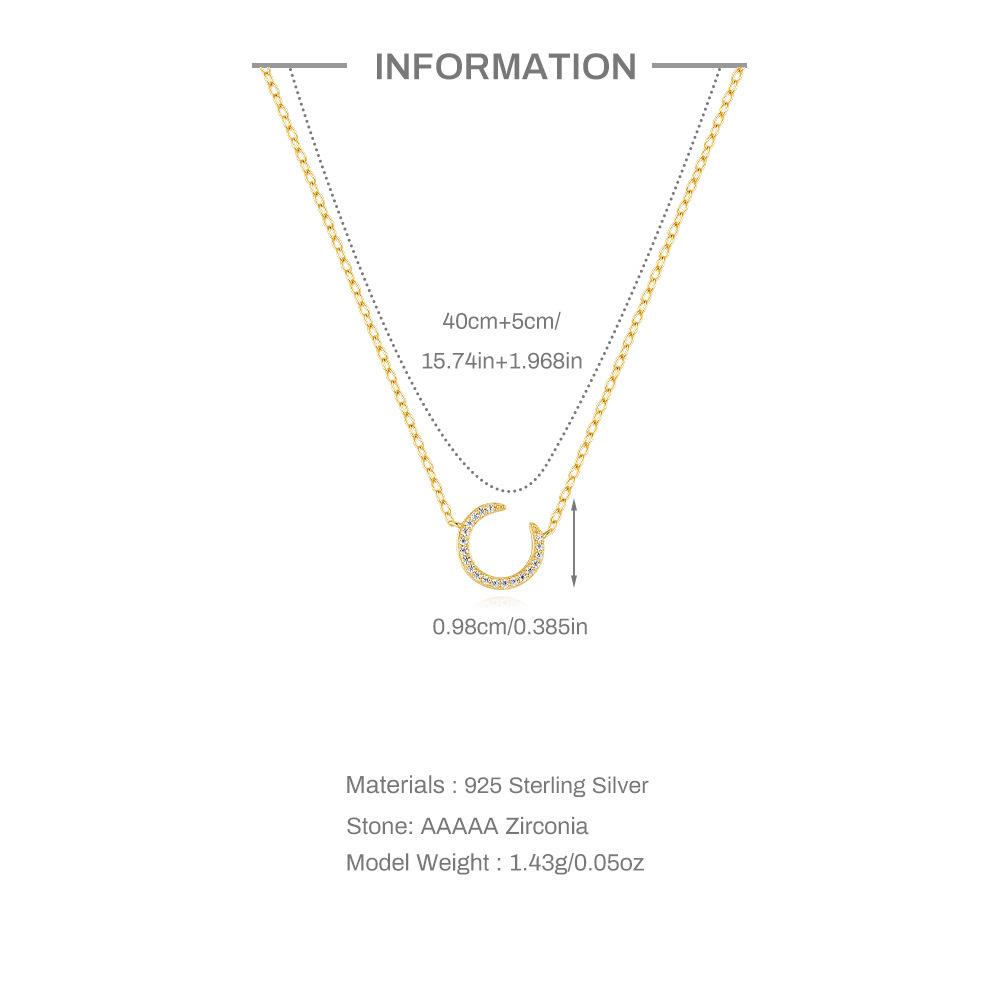 Простое и универсальное классическое колье-цепочка на ключицу из стерлингового серебра 925 пробы с бриллиантом и элементом полумесяца