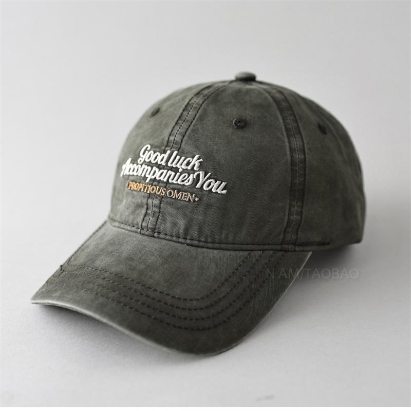 New vintage washed distressed embroidered letter baseball cap for men and women, suitable for couples, casual and versatile sun-shading duckbill hat