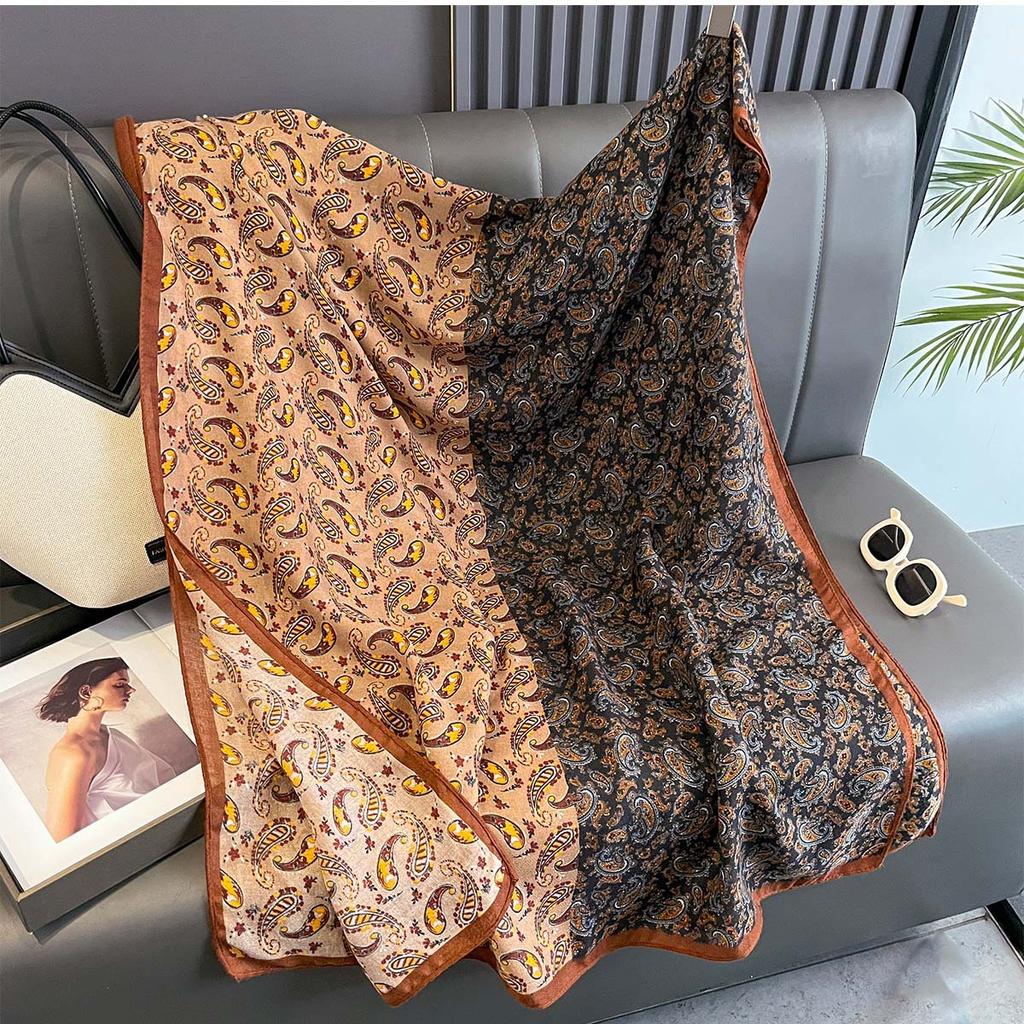 New Retro Cotton Linen Long Scarf Women Spring Summer Multi-Functional Neck Protection Shawl Wrap Fashion Scarves Beach Towel