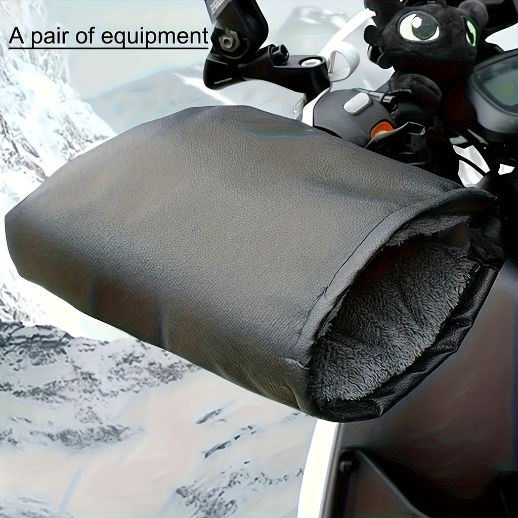 2PCS Winter Electric Bike Gloves - Warm Thickened Handle Covers, Rainproof & Windproof Motorcycle PU Leather Hand Protective Glo