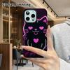 Phone Case: 2D flat design suitable for iPhone 18 17 16 15 14 13 Pro film protective case, couple style, little black cat with heart, Christmas and Ha