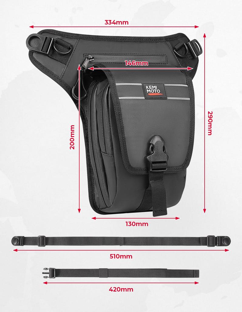 KEMIMOTO Motorcycle Leg 2L Leg Divider Multifunctional Waist Adjustable for Outdoor Activities and Commuting Bag, Capacity, Pouch/Hip Bag,