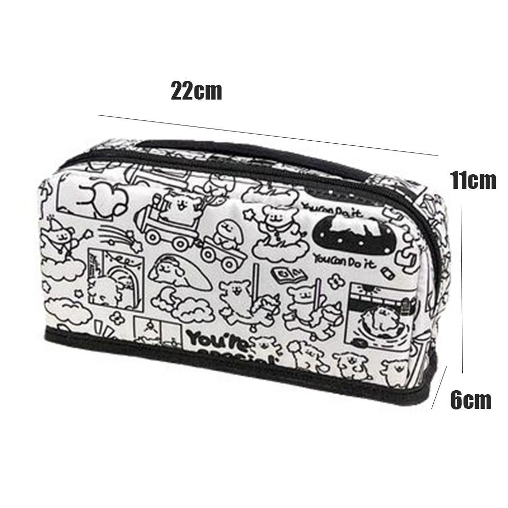 Large Capacity Line Puppy Pencil Bag Makeup Bags Puppy Print Pencil Case Cosmetic Bag