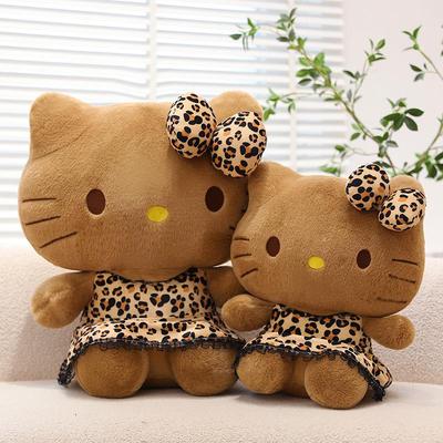 Плюшевая игрушка - юбка Hello Kitty с леопардовым принтом, большая черная кожаная кукла, подарок