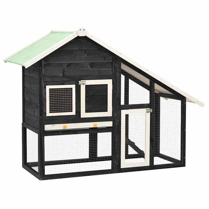 Maison Exclusive - Clapier Gris et blanc 140x63x120 cm Bois de sapin massif