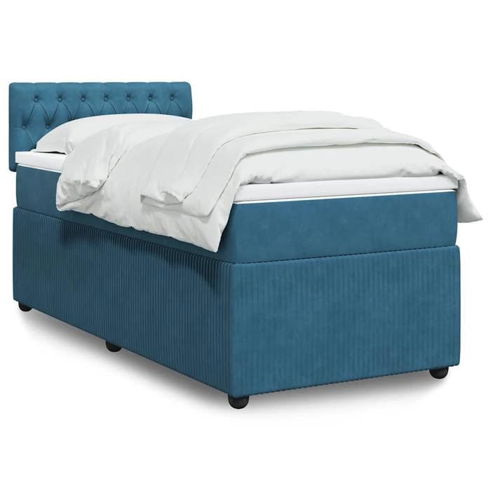 Maison Exclusive - Sommier à lattes de lit avec matelas bleu 90x190 cm velours