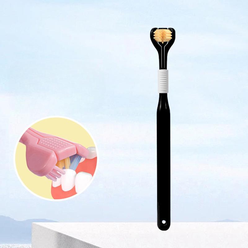 Трехсторонняя зубная щетка с мягкой щетиной, вращающаяся на 360 градусов, безопасная зубная щетка для ухода за полостью рта, глубокая чистка зубов, портативная дорожная зубная щетка для ухода за полостью рта