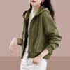 Hooded Women's Sweatshirt Cardigan Zipper Short Jacket Casual Top