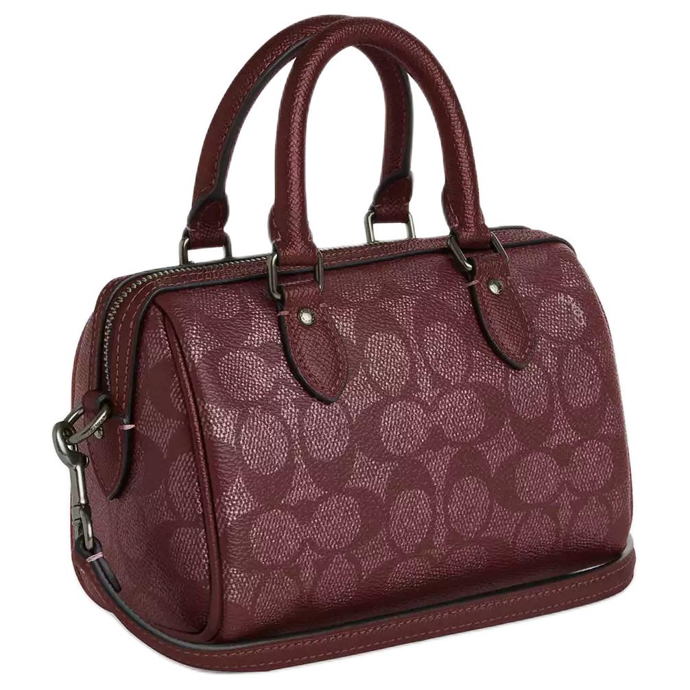 Coach Rowan 18 Logo Zip Closure Coated Canvas Crossbody Tote Bag Small Women Handbags Wine CX186-QBO2Q