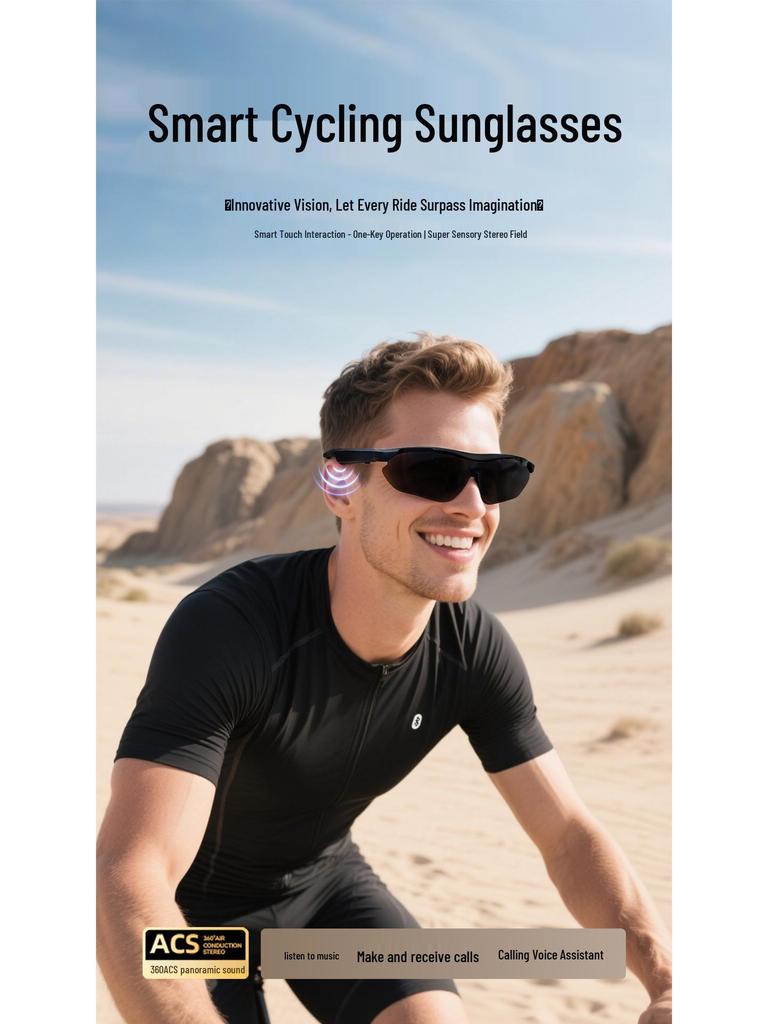 Bluetooth-очки для езды на велосипеде QY-pro03: Умные очки для спорта на открытом воздухе с защитой от УФ-излучения и функциями музыки/звонков