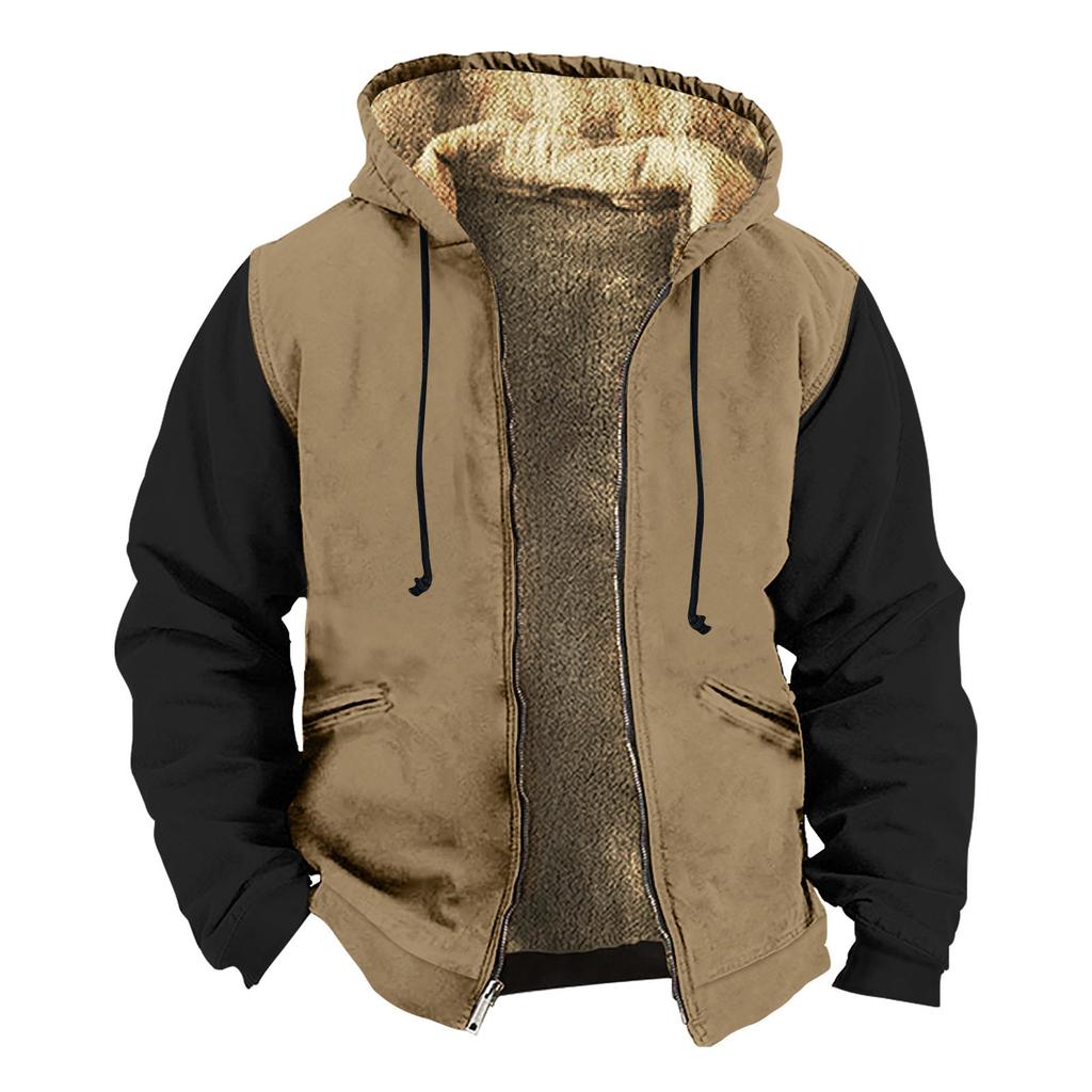 Men's Solid Color Jacket Men's Spring And Autumn Casual Trend Zipper Hooded Jacket