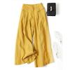 Summer Pants for Women Cotton Linen Large Size Wide Leg Pants Femme Arts Style Elastic Waist Solid Casual Loose Pantalon