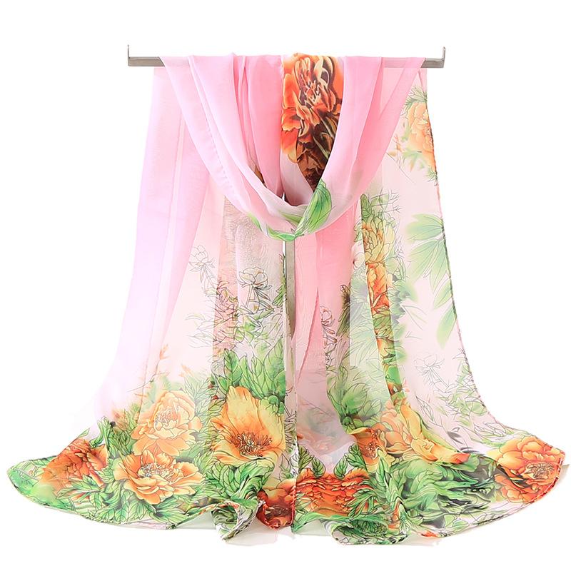 Chiffon Scarf for Women In Summer Ethnic Style New Style Gauze Scarf Korean Version for Women Versatile Sun Protection Shawl