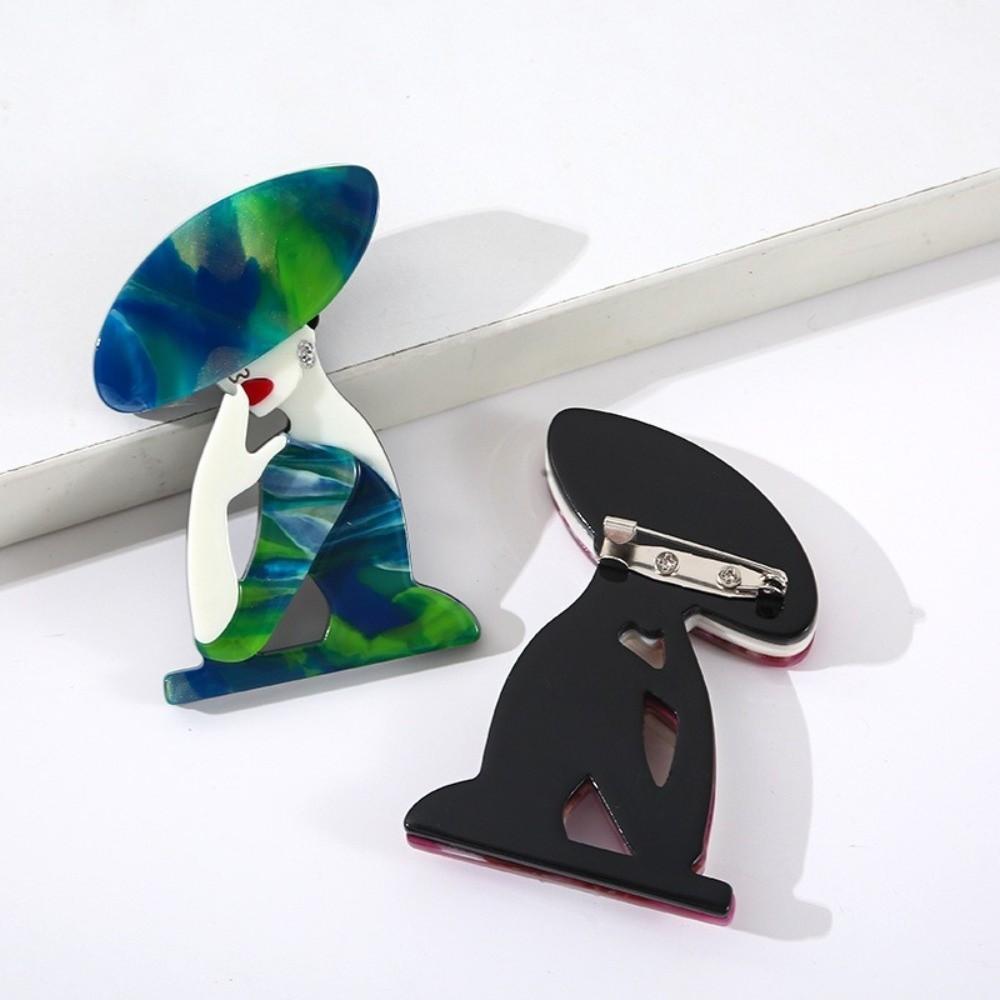 Cartoon Sitting Girl Brooch DIY Dress  Badge Modern Women Portrait Pin