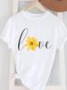 (Asian Size) Love Flower Cute 90s Women's Top T Female Print Short Sleeve T-shirts Fashion O-neck Casual Clothing Graphic Tee