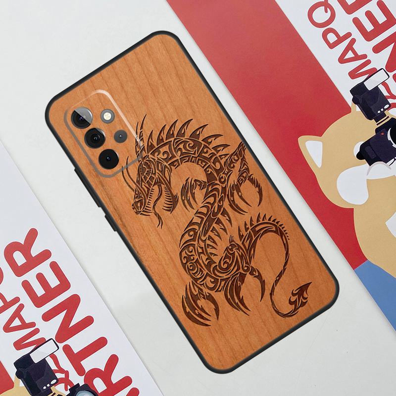 Деревянный чехол Черепаха Слон Дракон для Samsung Galaxy A36 A35 A55 A06 A16 A26 A56 A53 A32 A52 A33 A13 A14 A34 A54 A17 A15