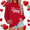 Женский повседневный пуловер с круглым вырезом и длинным рукавом с принтом ко Дню святого Валентина