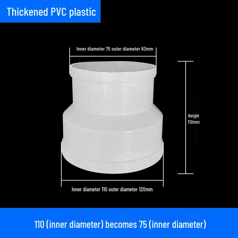Air System Duct Fan Adapter: Large to Small Soft PVC Connection, 100 to 75