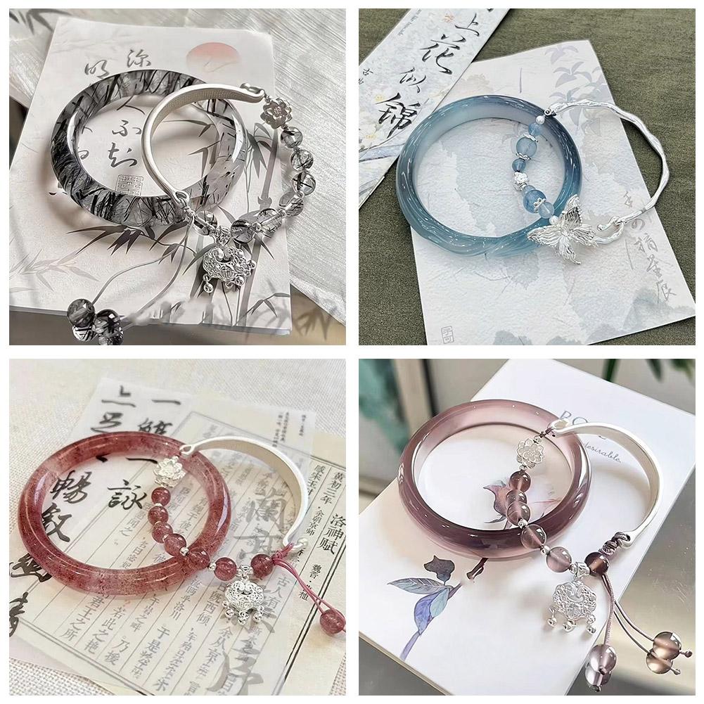 1 комплект ретро браслет колокольчики кисточки для женщин китайский стиль ювелирные изделия бисер кристалл цепи браслеты B U3Y7