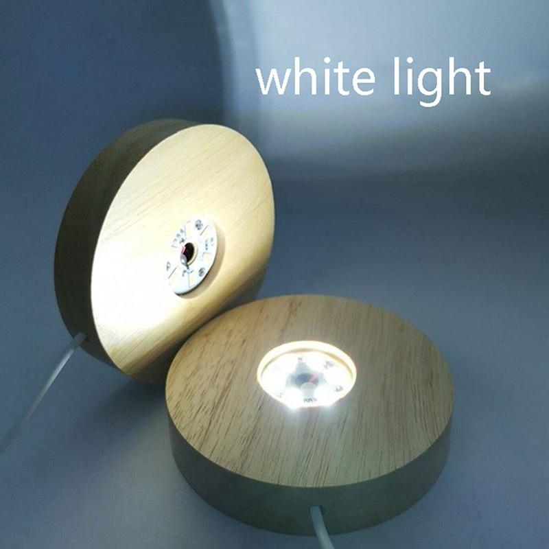 Smart Home Wood Light Base USB Wooden LED Light Rotating Display Stand Home Use