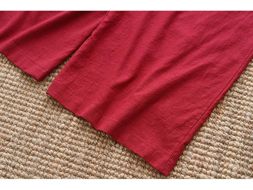 Летние женские ретро брюки широкого кроя из хлопка и льна 2025