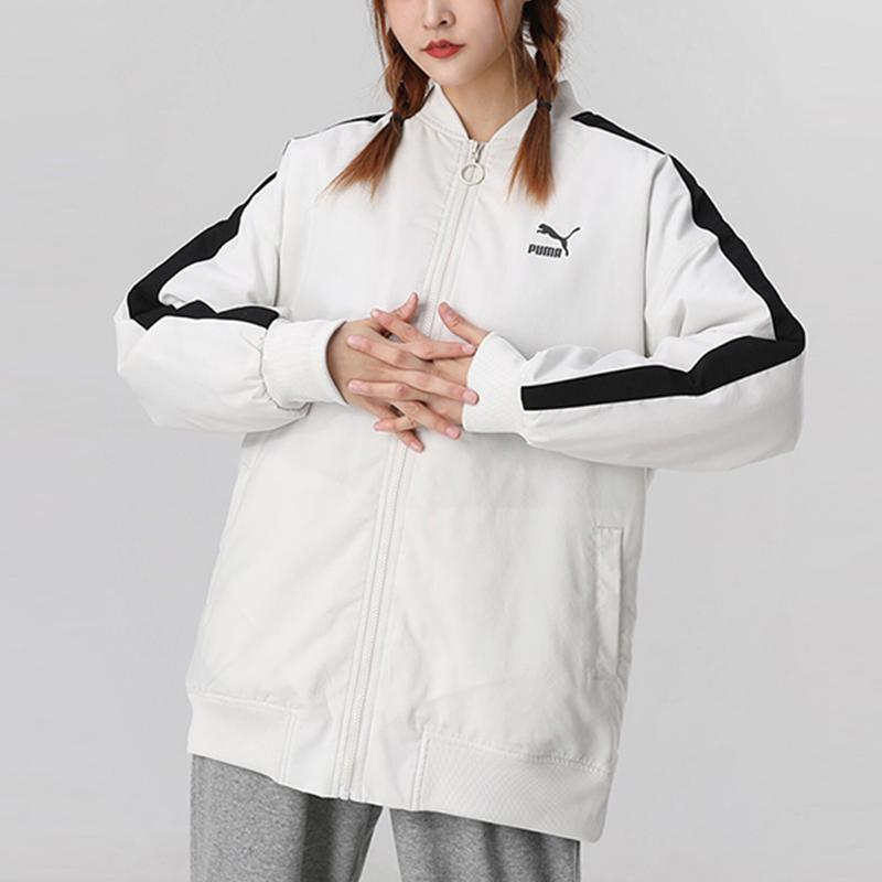 Puma Классика Бомбер Логотип Теплая Лоскутная Повседневная Куртка Женские Куртки Дымчато-Серый 530275-05