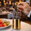 Cylinder Fruit Fork Holder Stainless Steel Mini Metal Box Toothpick Jar Holder  Dining Table