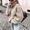 Women's Casual Oversize Chunky Knit Pullove Long Sleeve Elegant High-Neck  Vintage Chunky  Winter Pullove Sweater