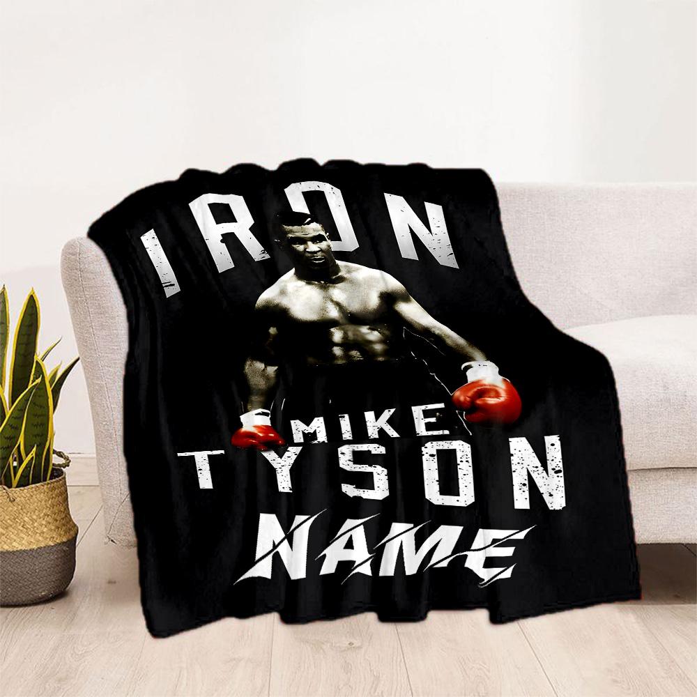 Iron Mike Tyson Poster Personalized Text Blanket Throw Customizable Blanket Ultra-Soft Suitable for Seaside Chair Living Room Home Decor