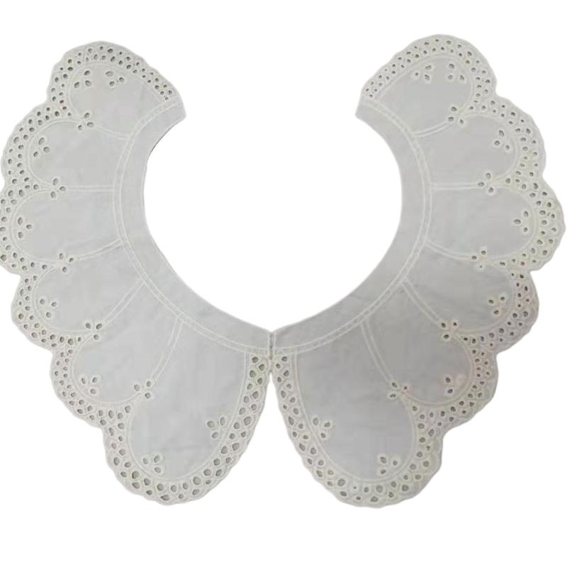 White False Collar Detachable Fake Collar Lace Hollow Out Trim Embroidery Neckline Removable Adults Kids Clothes Accessories