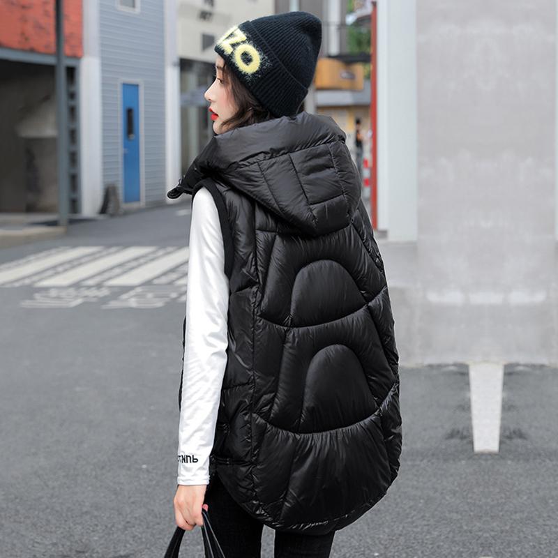 Women Autumn Winter Outwear Thicken Waistcoat Cotton Padded Hooded Sleeveless Jacket Coat Vest