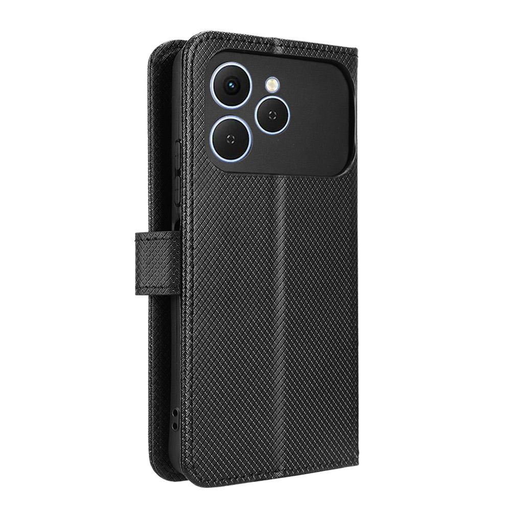 for Tecno Spark 40 4G Wallet Case with Kickstand & Card Slots Diamond Texture Leather Cover