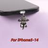 Mobile Phone Dust Plug In Deep Silver Color with Small Flying Dragon Pendant and Decoration, Suitable for IPhone Type-C Interface, Gift Trinket