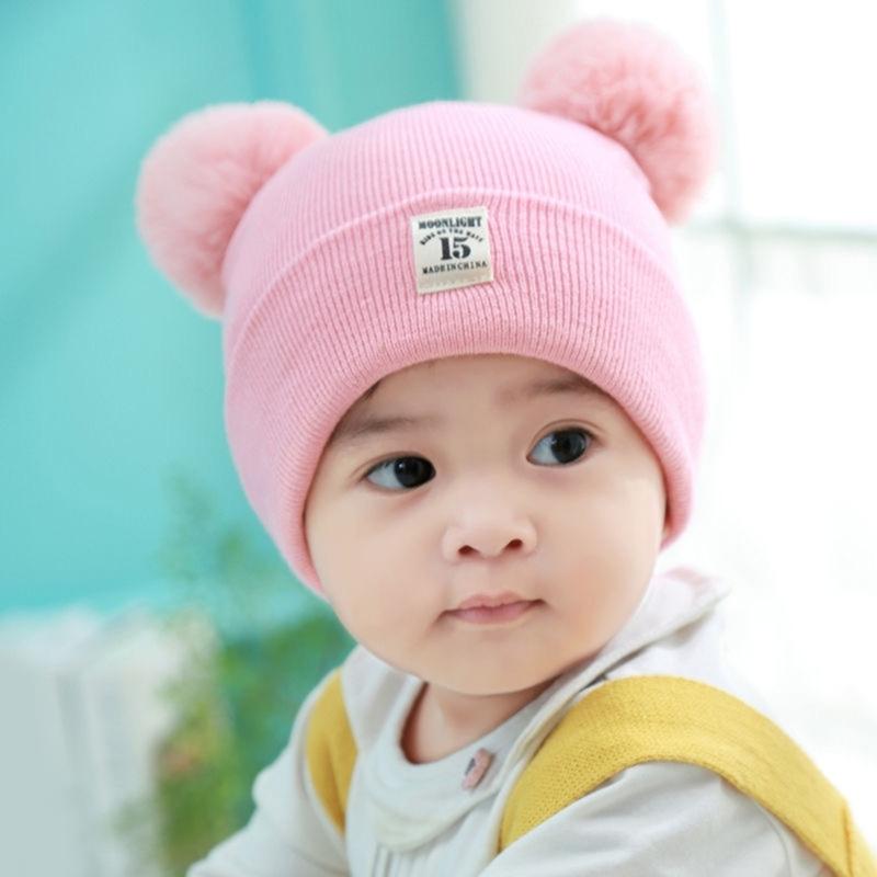 2 шт. Комплект детской шапки и манишки с мишкой Вязаная детская шапка и шарф Комплекты Эластичная шапка для малышей Шарфы Удобное ношение