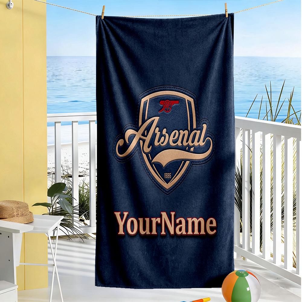 Arsenal Customize Text Beach Towel Super Soft & Absorbent Perfect for Traveling Yoga Camping and Swimming