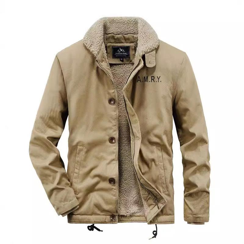 Зимняя мужская куртка из овечьей шерсти с хлопковой подкладкой Куртка с хлопковой подкладкой Куртка с лацканами Мужская флисовая утолщенная военная форма Термоподкладка из хлопка