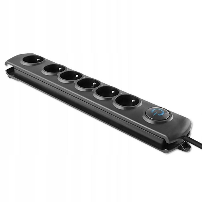 Qoltec surge protector power strip 6 sockets 1.8m