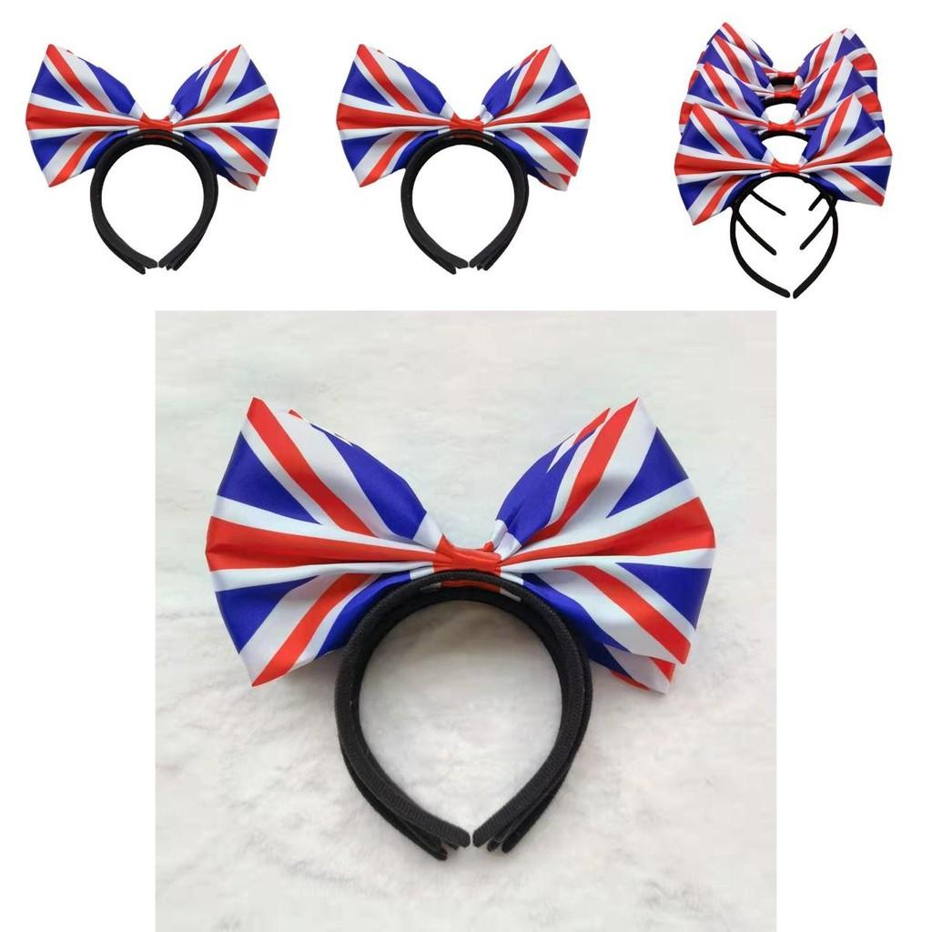 Повязка на голову с бабочкой Union Jack, ободок для волос для патриотических празднований и Платинового юбилея, унисекс