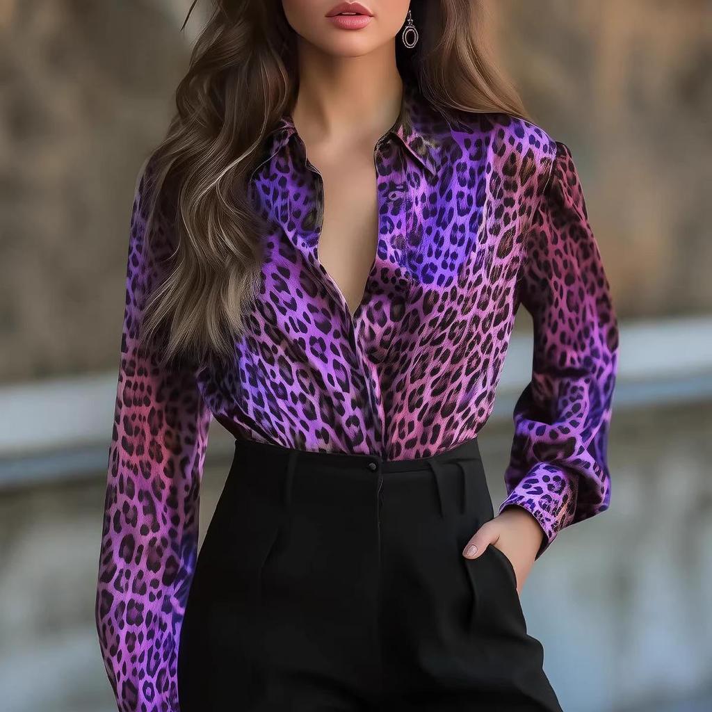 Повседневная свободная рубашка на пуговицах с принтом зебры для женщин, весна/осень 2026