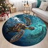 Коврик с 3D-эффектом Черепаха Коврик с морскими животными Круглый коврик Морская жизнь Домашний декор Морской подарок Бирюзовый коврик с черепахой Подарок любителям черепах