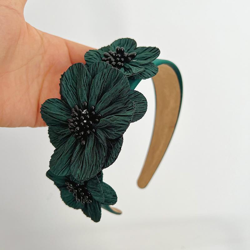 Европейский и американский стиль Женская широкополая повязка на голову с жемчугом и цветами, Модная повязка для волос