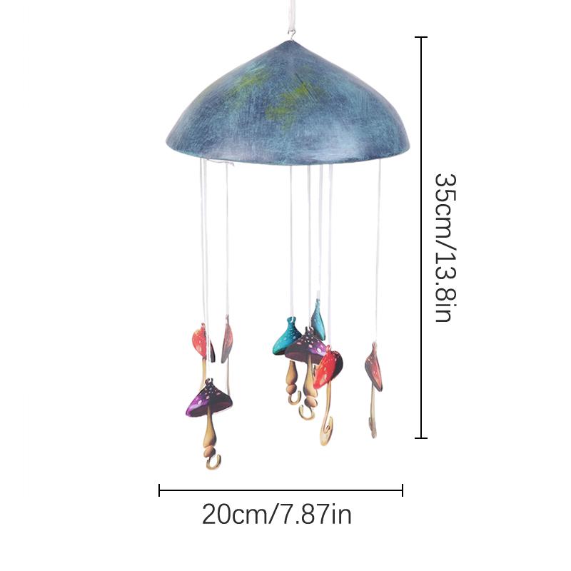 Mushroom Campanula Handmade Art Resin Mushroom Wind Chime Colorful Mushrooms For Outdoor Indoor Decor Patio Balcony Garden