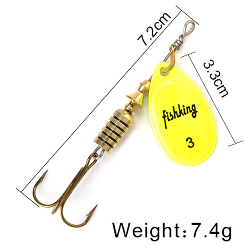 FISH KING Spinner Bait 3,9 г, 4,6 г, 7,4 г, 10,8 г, 15 г, приманки для ложки, металлические приманки для щуки с тройными крючками, искусственная приманка для окуня, рыболовная приманка