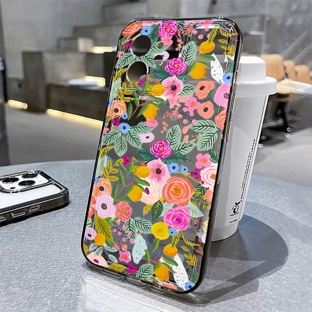 Flowers Phone Case For iPhone 14 Case iPhone 13 12 11 16 15 Pro 14 Pro Max XR XS 7 8 Plus SE Shockproof Soft Silicone Cover