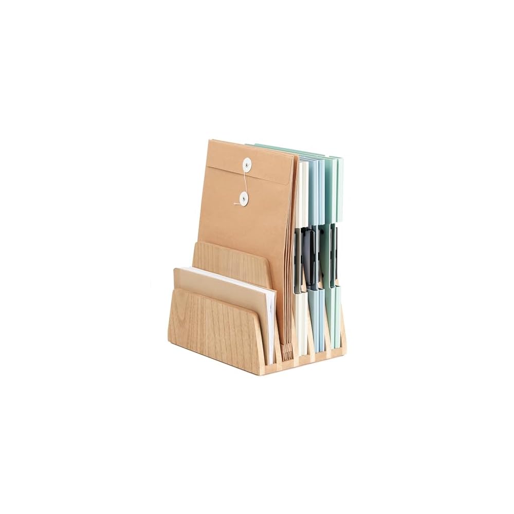 KIRIGEN Wooden File Stand, File Box, Fully Assembled, Natural Finish, 5KWJJ-NA